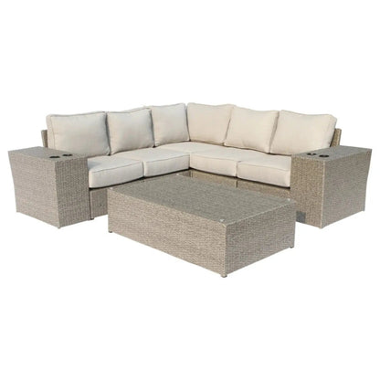 Outdoor Wicker Sectional with Weather Cushions