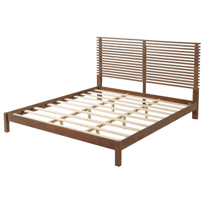 King Bed Frame with Walnut Headboard and Wood
