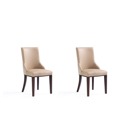 Shubert dining chair set of 2 with foam cushions beige, dark wood legs on Tampa Home & Garden Store