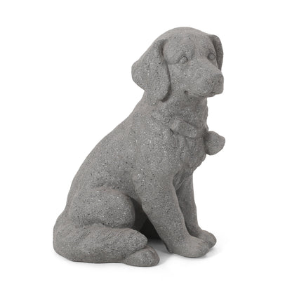 A Gray Mgo Dog Statue in Outdoor Garden Decor