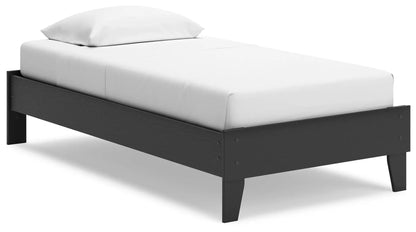 Socalle Platform Bed in dark wood with white mattress and pillow, low-profile frame on Tampa Home & Garden Store