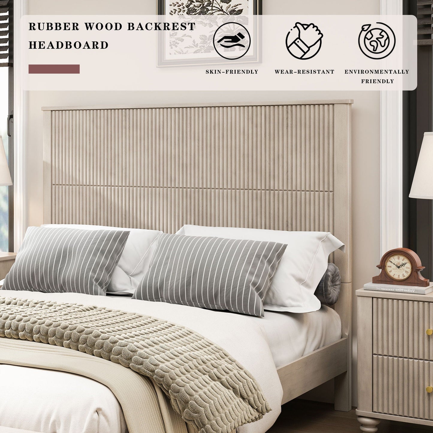 Solid Wood Platform Bed and the Tall Headboard
