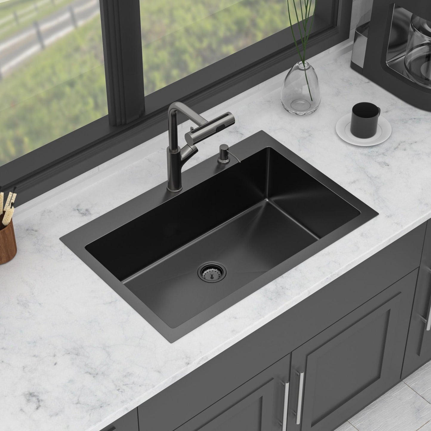 Stainless Steel Kitchen Sink with Pull Faucet