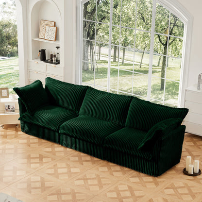 Modern Corduroy and Slipcovered Three Seater Sofa