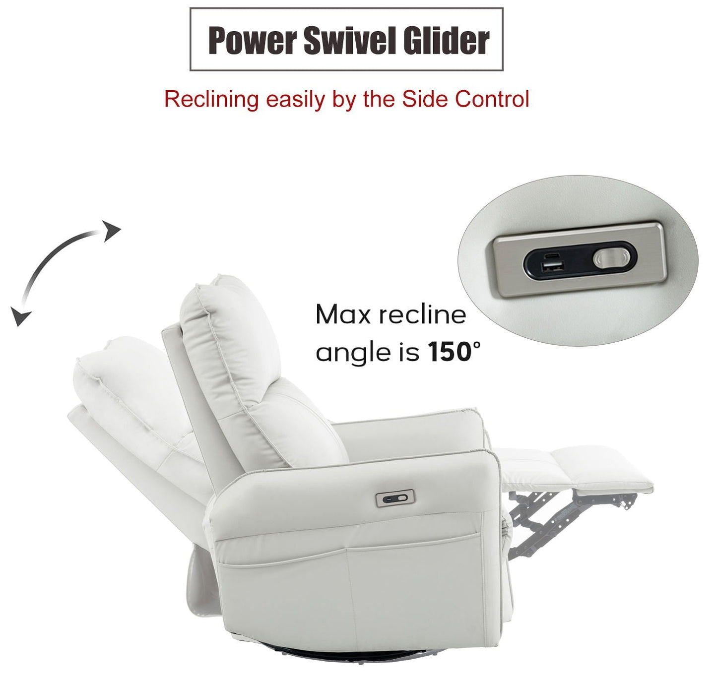 Electric Recliner with USB and Type C for Bedroom