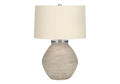 Cream Concrete Table Lamp with Linen Shade