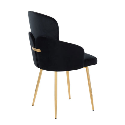 Dahlia dining chair set in black upholstery with gold metal legs by HouseOfZazla on Tampa Home & Garden Store