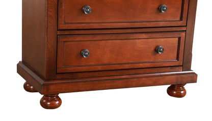 Meade Accent Chest in dark cherry finish with two drawers and metal knob pulls on Tampa Home & Garden Store