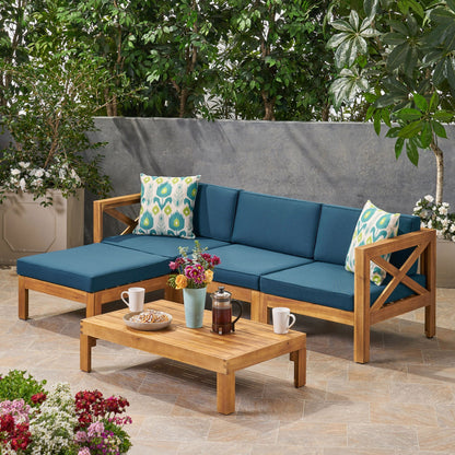 Radiat L Shaped Sofa Set with Teak and Cushions