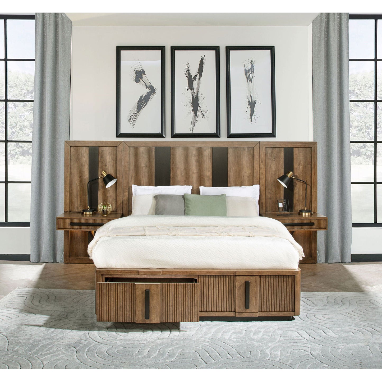 Moraga Wall Panel Storage Bed with Nightstands