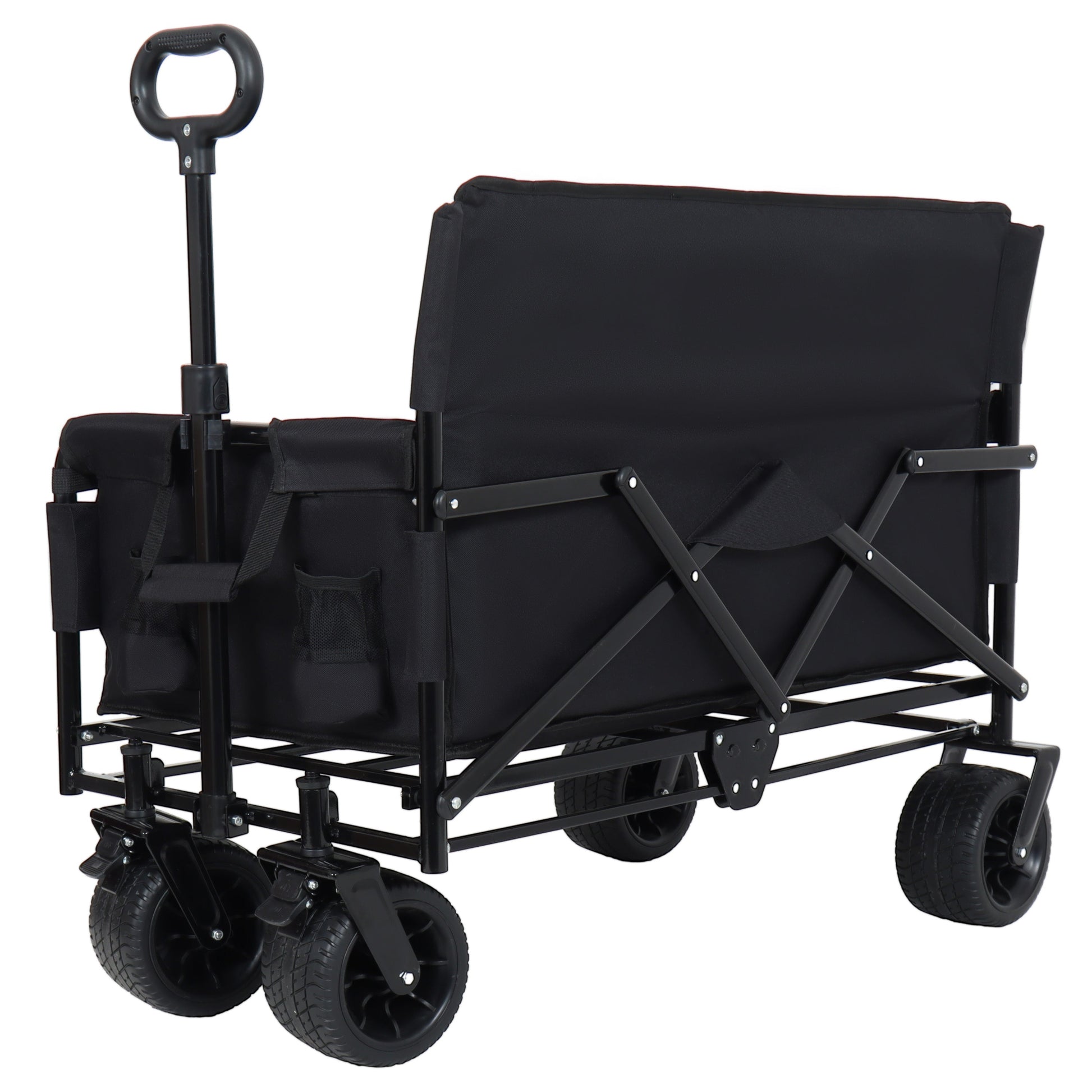 3-in-1 Convertible Folding Wagon Cart black fabric bench seat and storage HouseOfZazla on Tampa Home & Garden Store