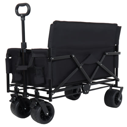 3-in-1 Convertible Folding Wagon Cart black fabric bench seat and storage HouseOfZazla on Tampa Home & Garden Store