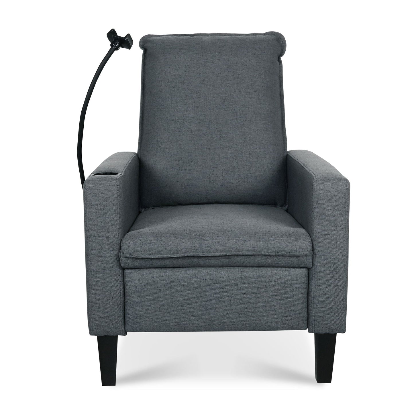 HouseOfZazla recliner chair in gray fabric with cup holder and phone holder on Tampa Home & Garden Store