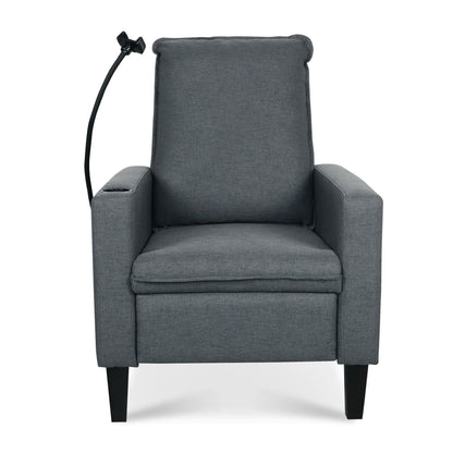 HouseOfZazla recliner chair in gray fabric with cup holder and phone holder on Tampa Home & Garden Store