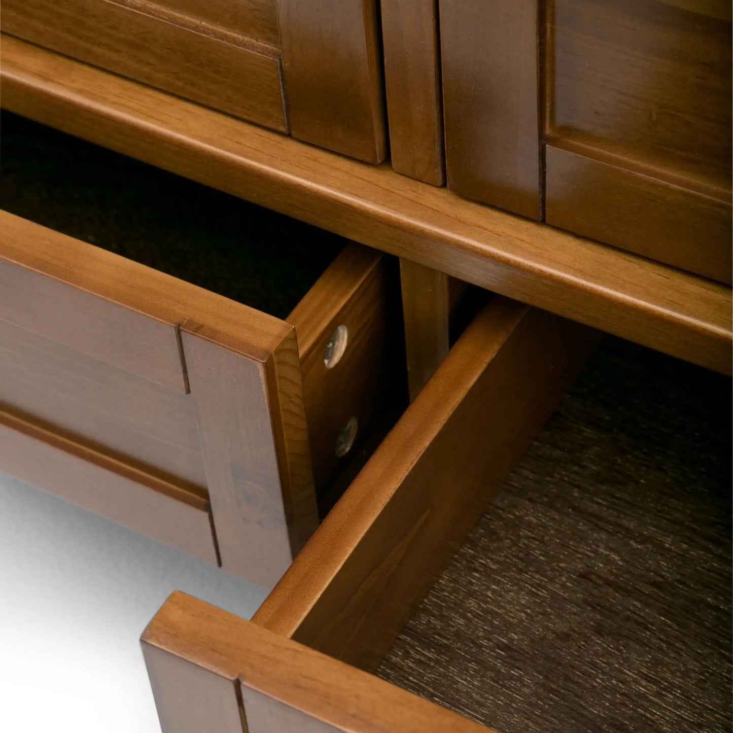 Warm Shaker coffee table in warm brown wood with paneled sides on Tampa Home & Garden Store
