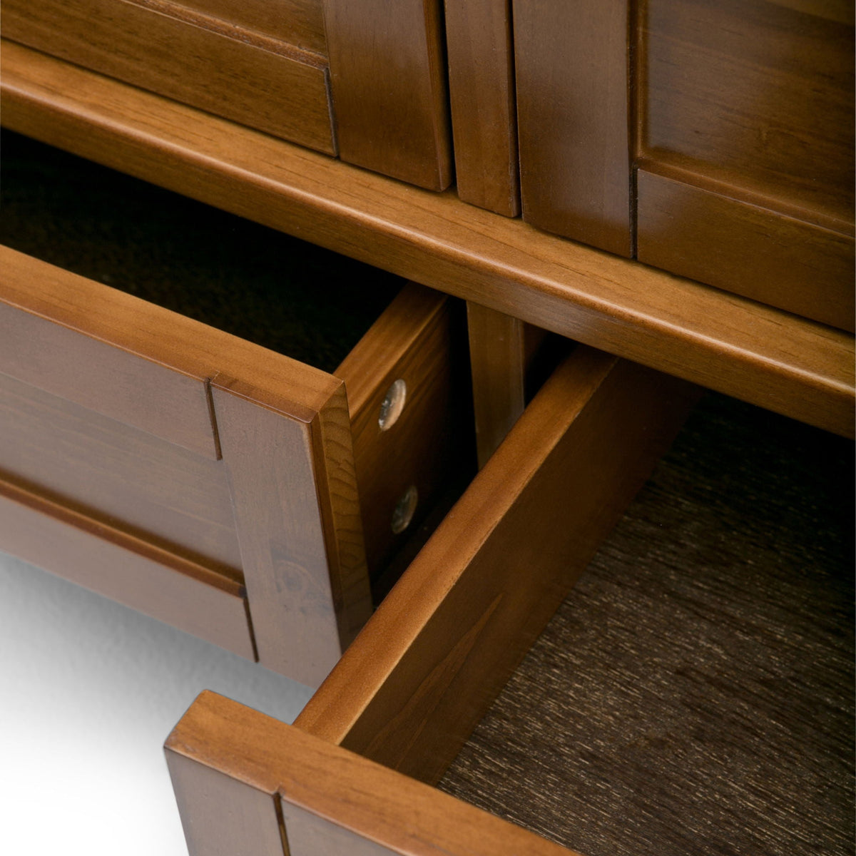 Warm shaker coffee table by HouseOfZazla with drawer and shelf in brown wood grain on Tampa Home & Garden Store