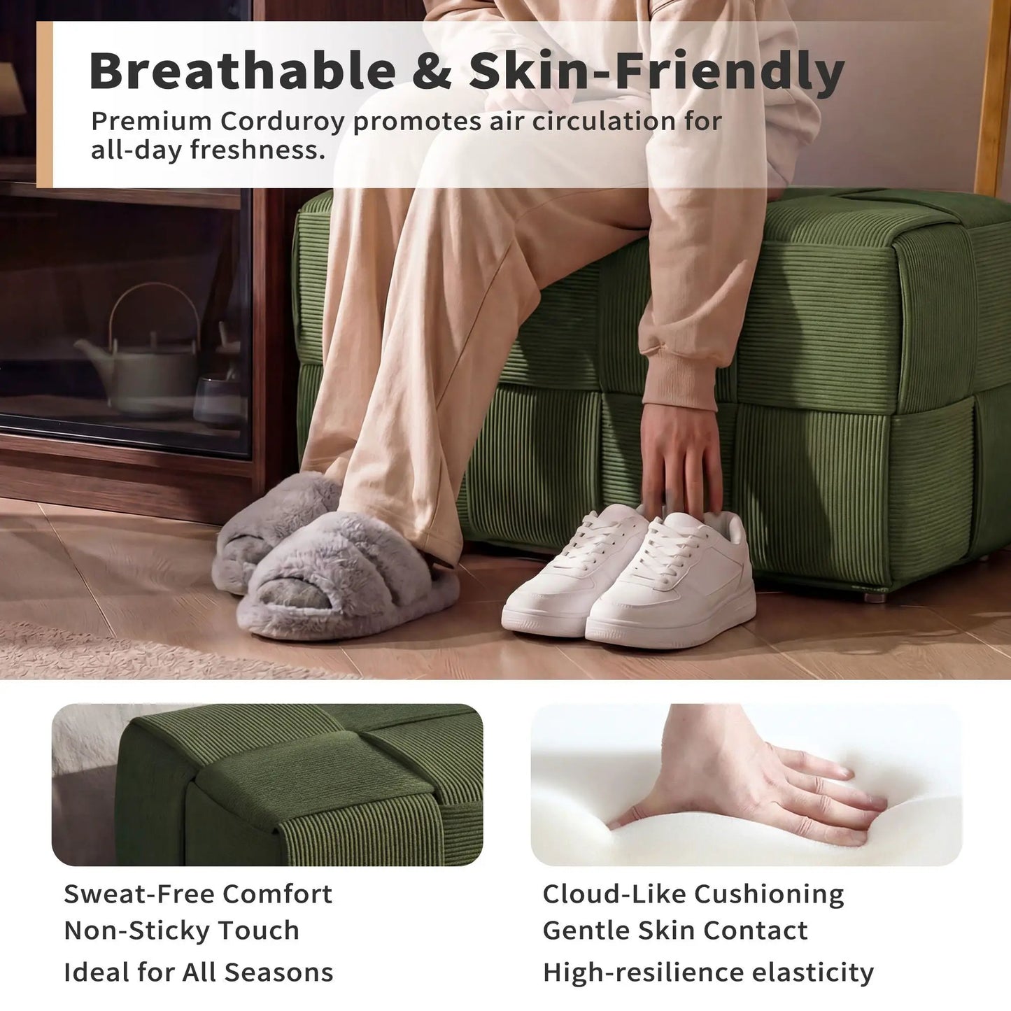 Modern Ottoman Foot Rest with Woven Design