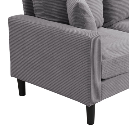 Modern upholstered loveseat in gray ribbed fabric with stationary design on Tampa Home & Garden Store