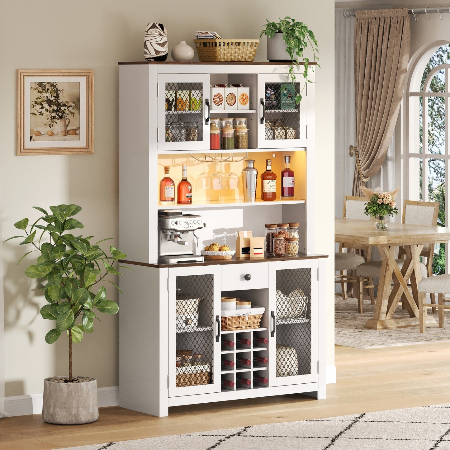 Tall Farmhouse Kitchen Pantry Storage Cabinet
