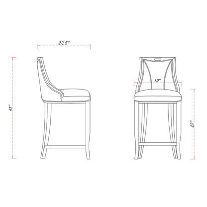 Emperor Bar Height Barstool with Backrest in gray, solid wood frame by HouseOfZazla on Tampa Home & Garden Store