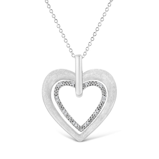 Sterling silver double heart pendant necklace with diamond-accents on 18in chain on Tampa Home & Garden Store