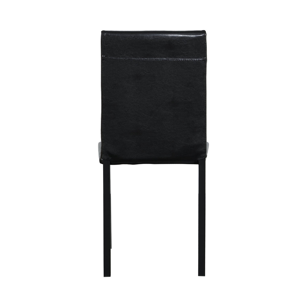 Black faux-leather dining chair back with slim metal legs on Tampa Home & Garden Store