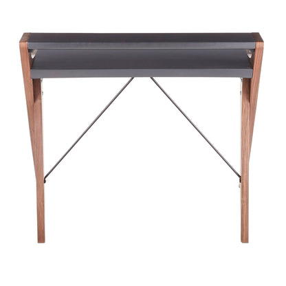 Contemporary lift-top desk with walnut-toned wood legs and gray top, metal cross supports on Tampa Home & Garden Store
