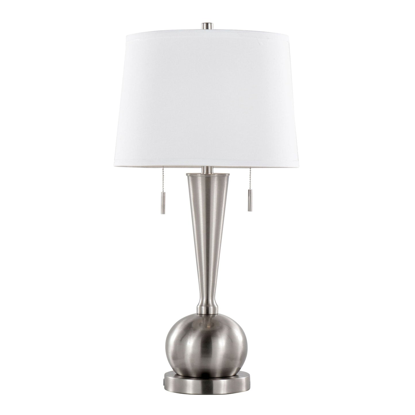 Jules contemporary table lamp built-in USB port nickel/white by HouseOfZazla on Tampa Home & Garden Store