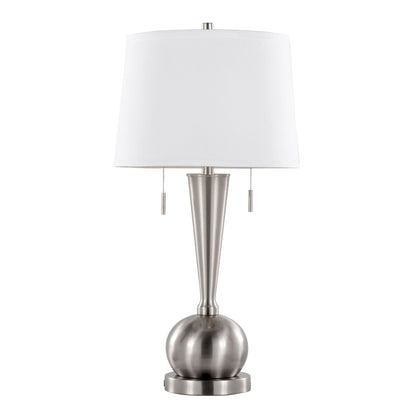 Jules contemporary table lamp built-in USB port nickel/white by HouseOfZazla on Tampa Home & Garden Store