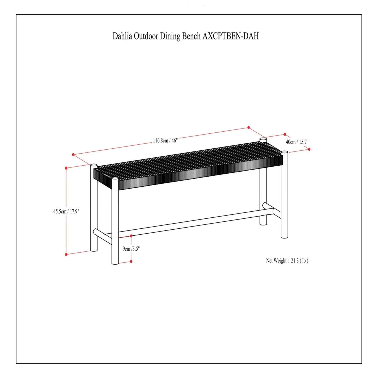 Dahlia Outdoor Indoor Contemporary Bench by HouseOfZazla, black slatted top on white frame on Tampa Home & Garden Store
