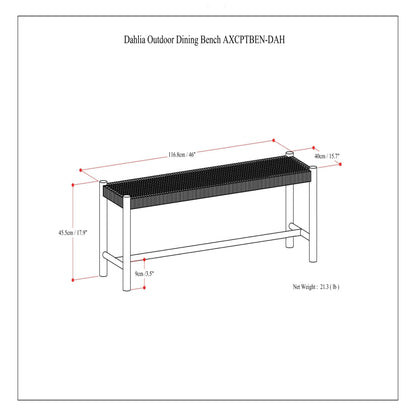 Dahlia Outdoor Indoor Contemporary Bench by HouseOfZazla, black slatted top on white frame on Tampa Home & Garden Store