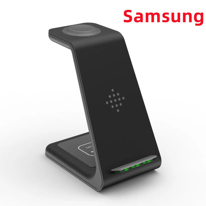 3 in 1 fast charging wireless stand for phone, black, LED indicator, Samsung logo visible on Tampa Home & Garden Store