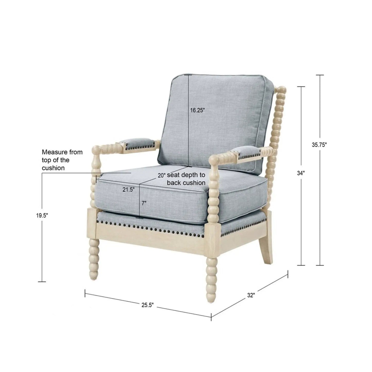 Arm Chair With Back Spindle Design and Cushions