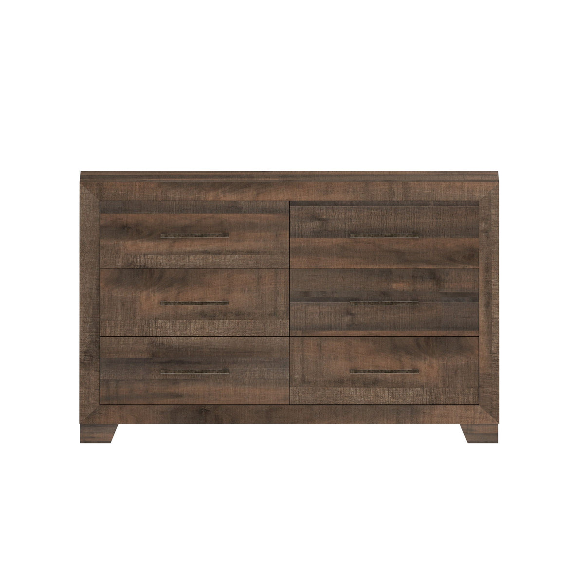 6-drawer wooden dresser in brown with metal bar pulls and beveled top by HouseOfZazla on Tampa Home & Garden Store