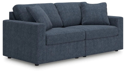 Modmax Sectional Ink by Unique Piece Furniture in blue textured fabric with cushions and pillow on Tampa Home & Garden Store