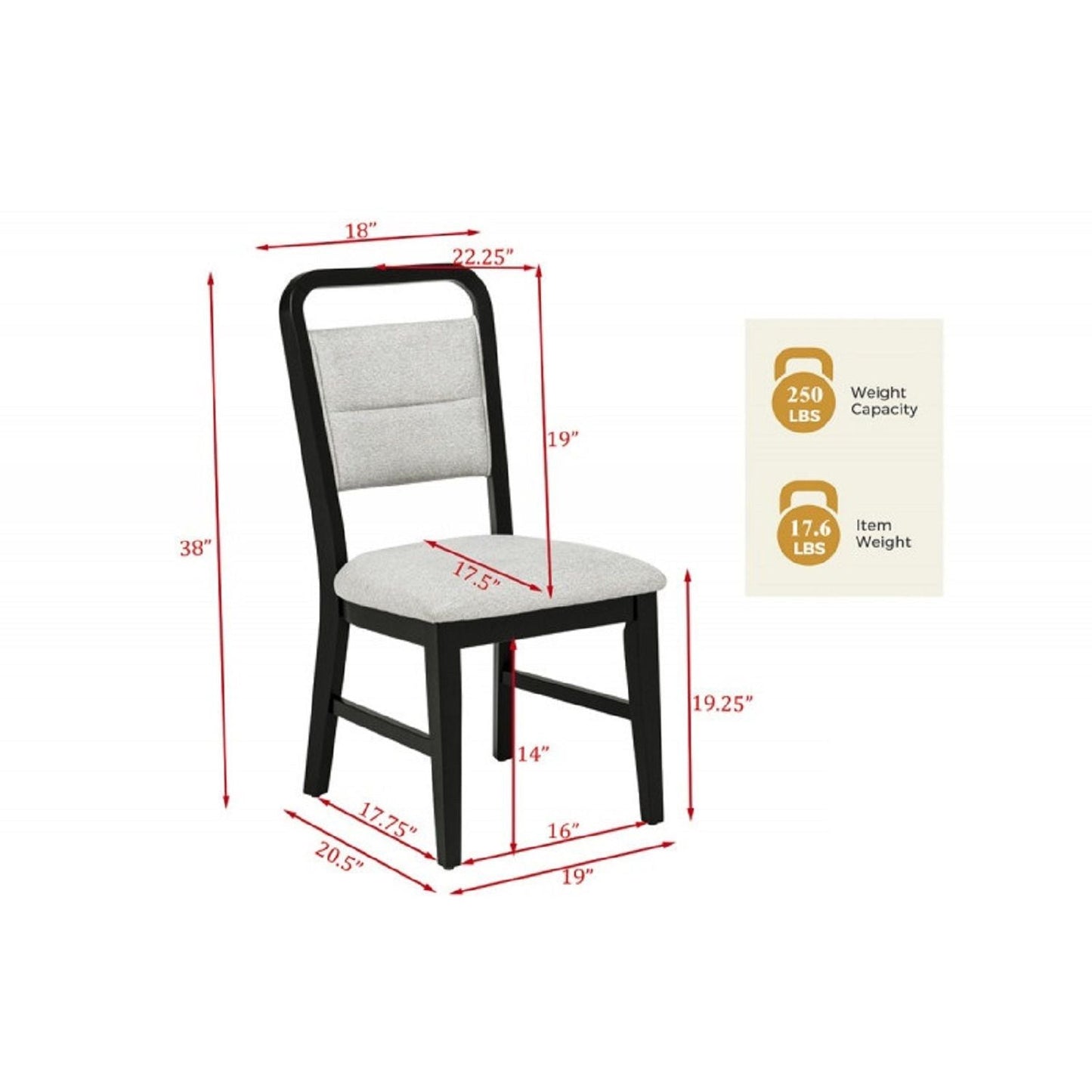 Black Curved Dining Side Chair Set of Two