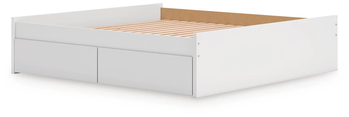 Onita platform bed in white with two front storage drawers and slatted bed base on Tampa Home & Garden Store