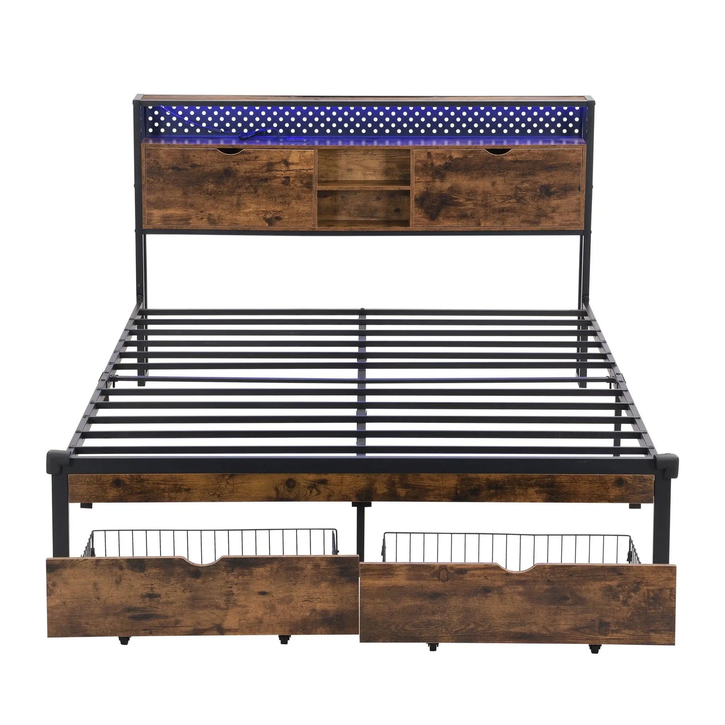 Modern Platform Bed With USB Charging and LEDs