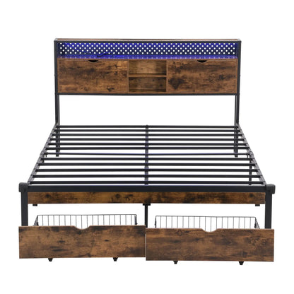 Modern Platform Bed With USB Charging and LEDs