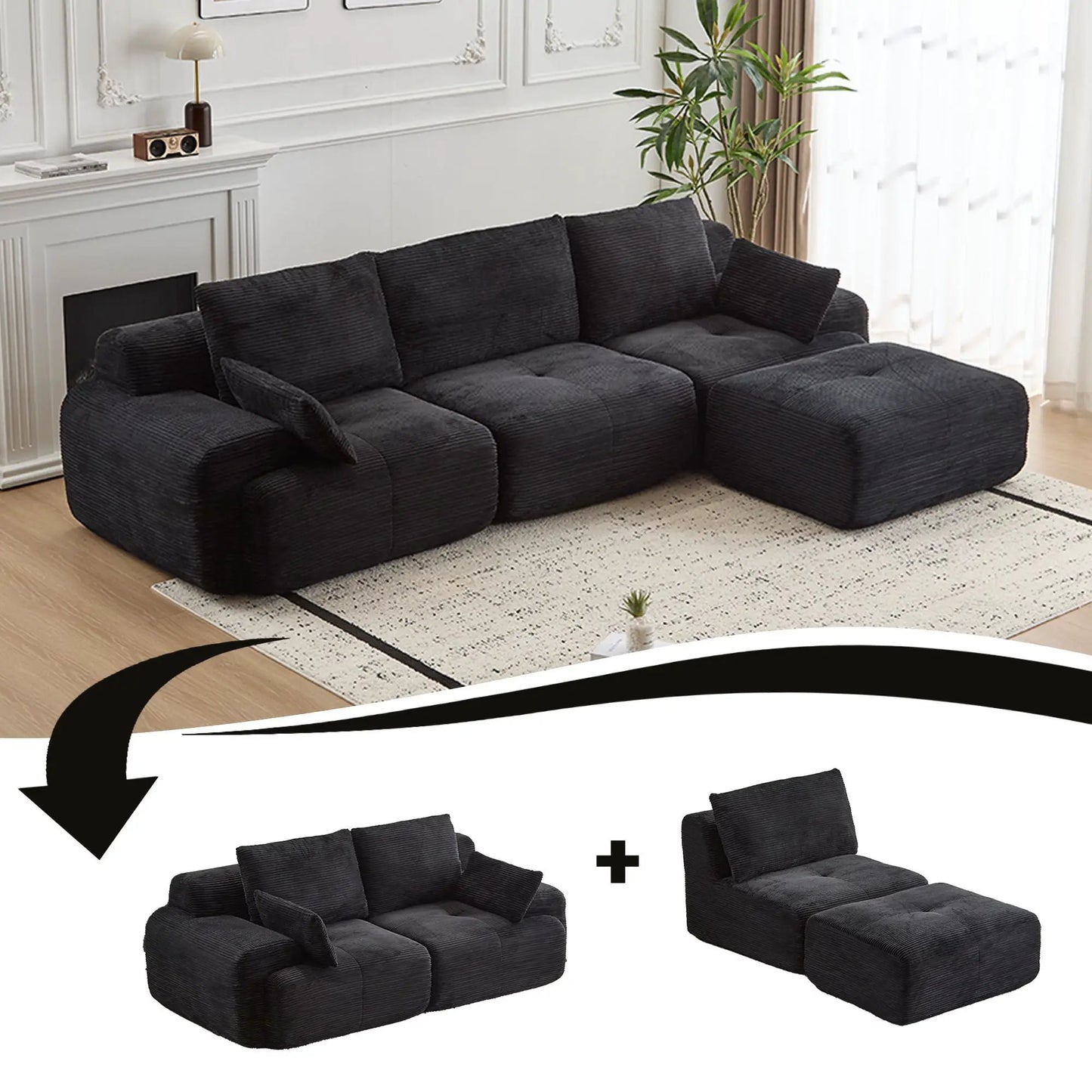 2 Piece Dark Gray Compressed Sofa Sectional by Unique Piece Furniture on Tampa Home & Garden Store
