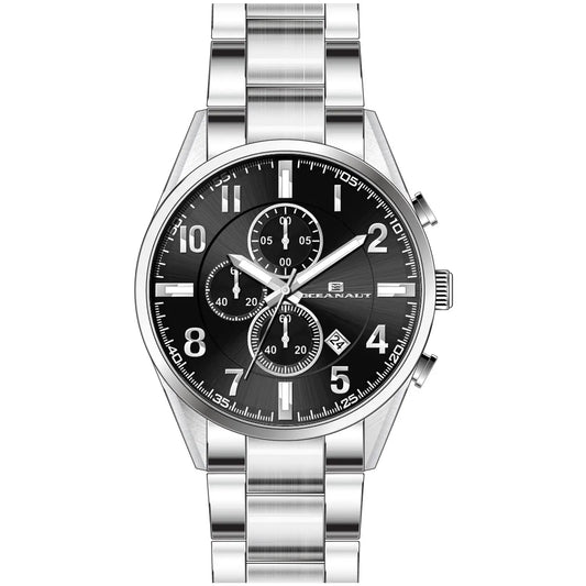 Oceanaut Escapade watch with stainless steel bracelet and black chronograph dial on Tampa Home & Garden Store