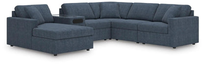 Modmax Sectional Ink blue fabric with chaise and glass side table Unique Piece Furniture on Tampa Home & Garden Store