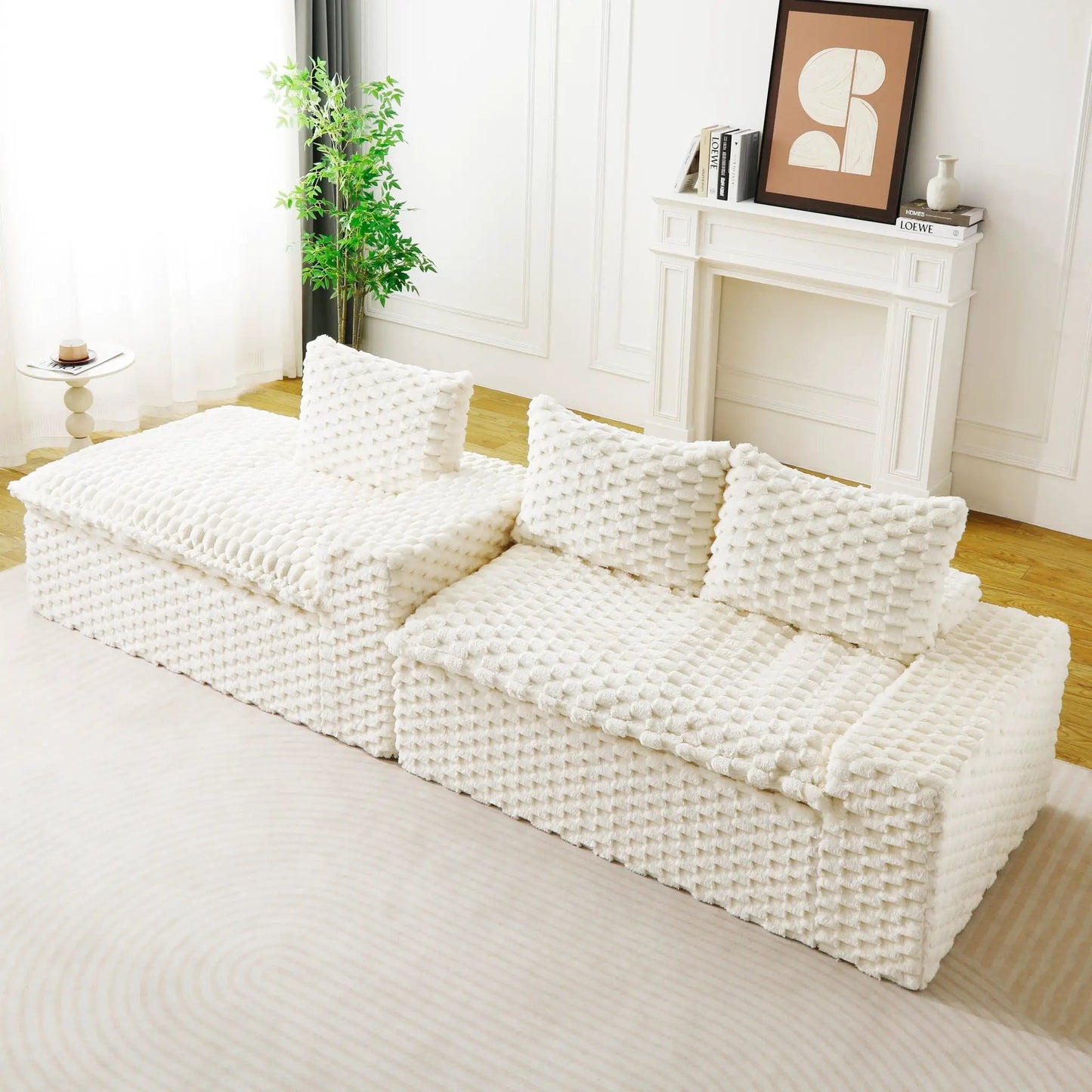 Modular Sofa, Convertible Twin Seat with Chaise