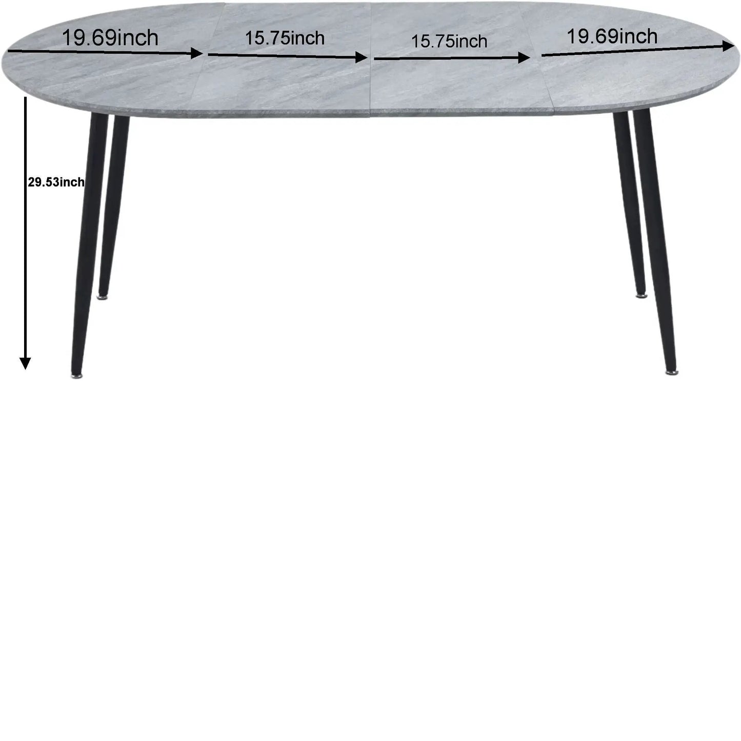 Extendable Dining Table with Durable Metal Legs