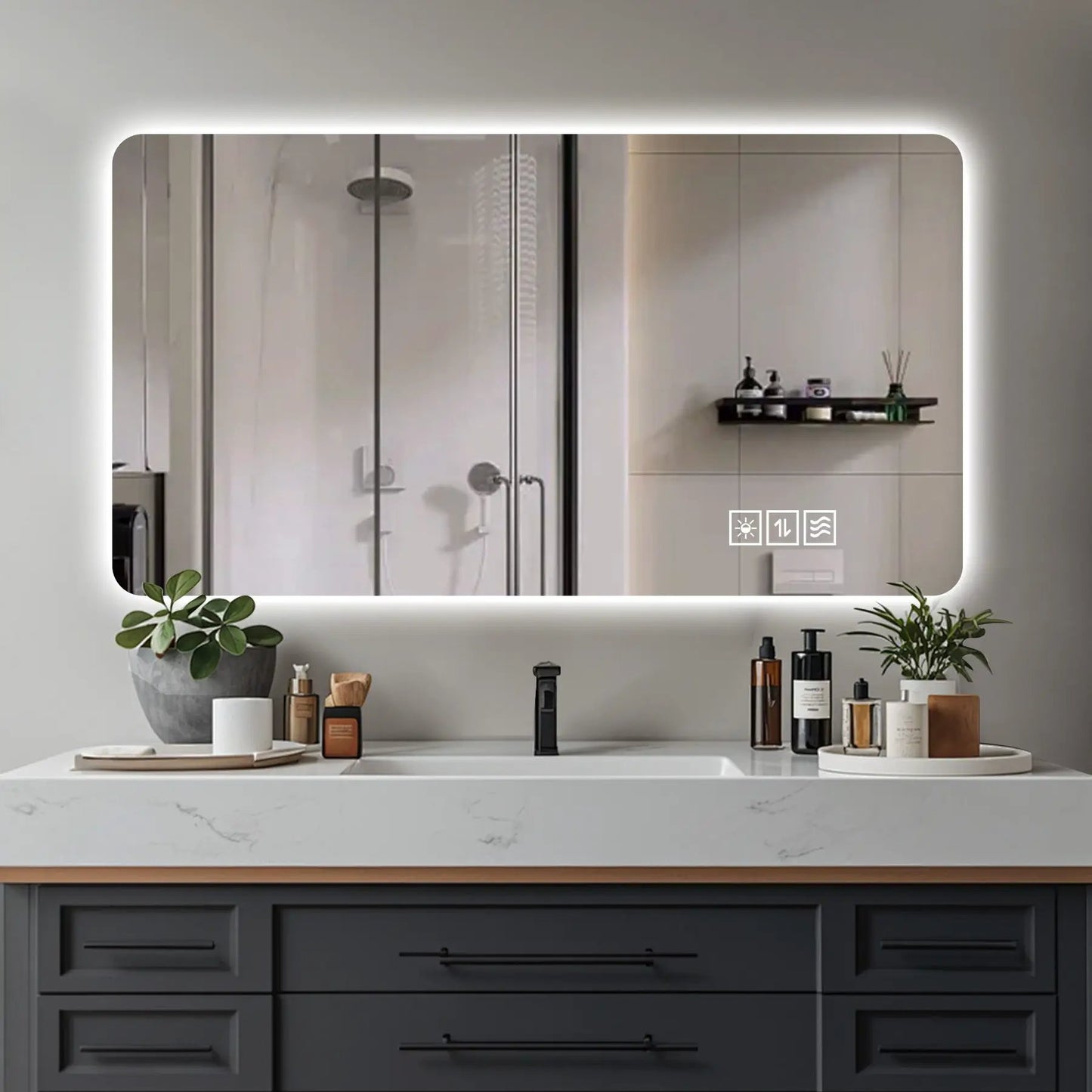 Wall Mounted Makeup Mirror With 3 Color Lighting