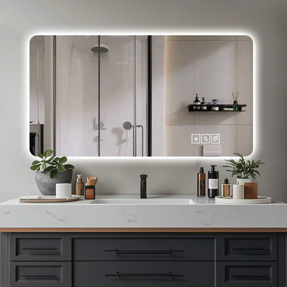Wall Mounted Makeup Mirror With 3 Color Lighting