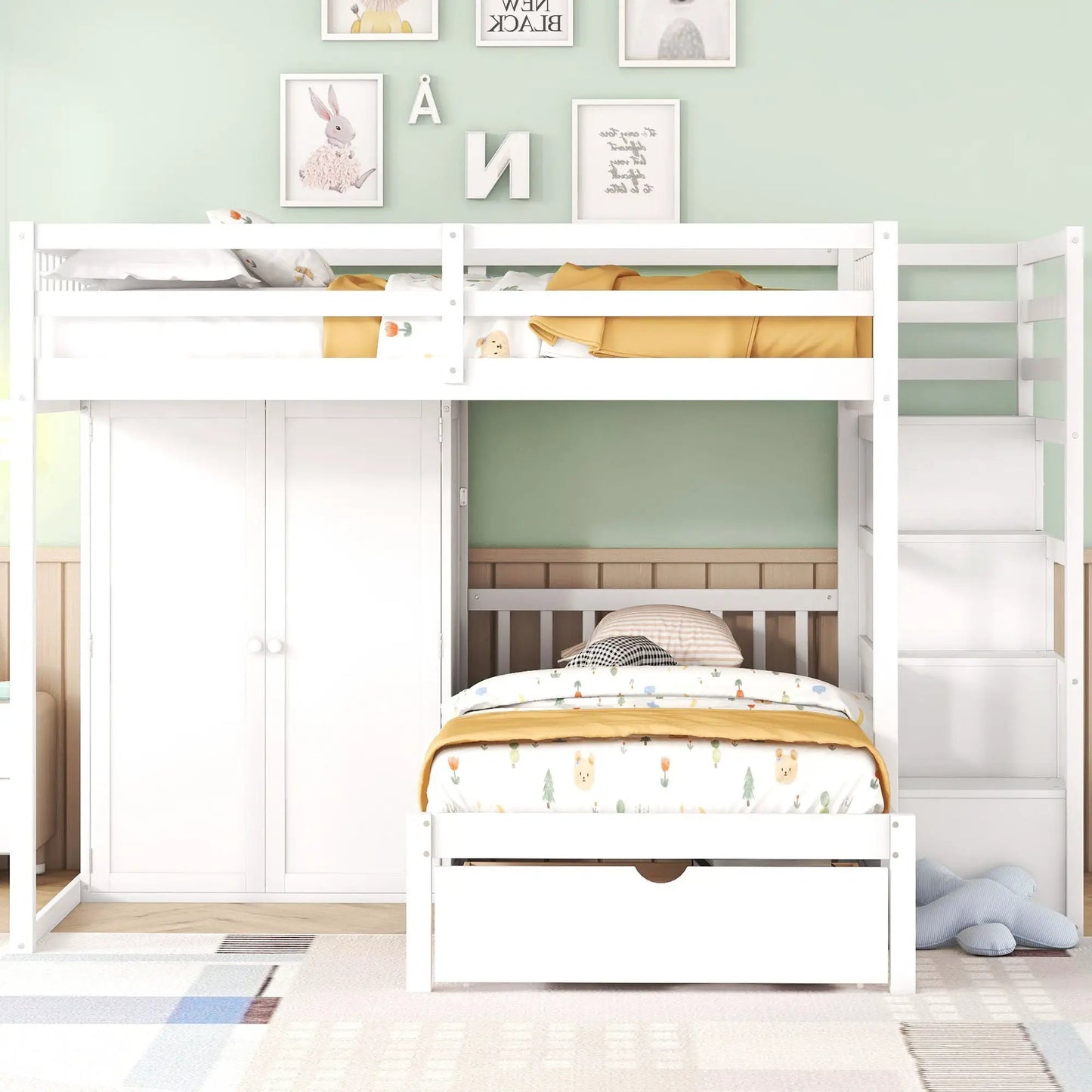 Bunk Bed With Wardrobe and Drawers Full Size