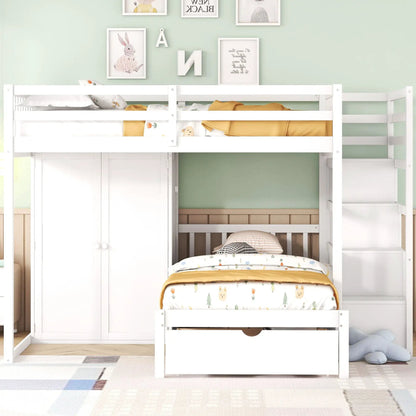 Bunk Bed With Wardrobe and Drawers Full Size