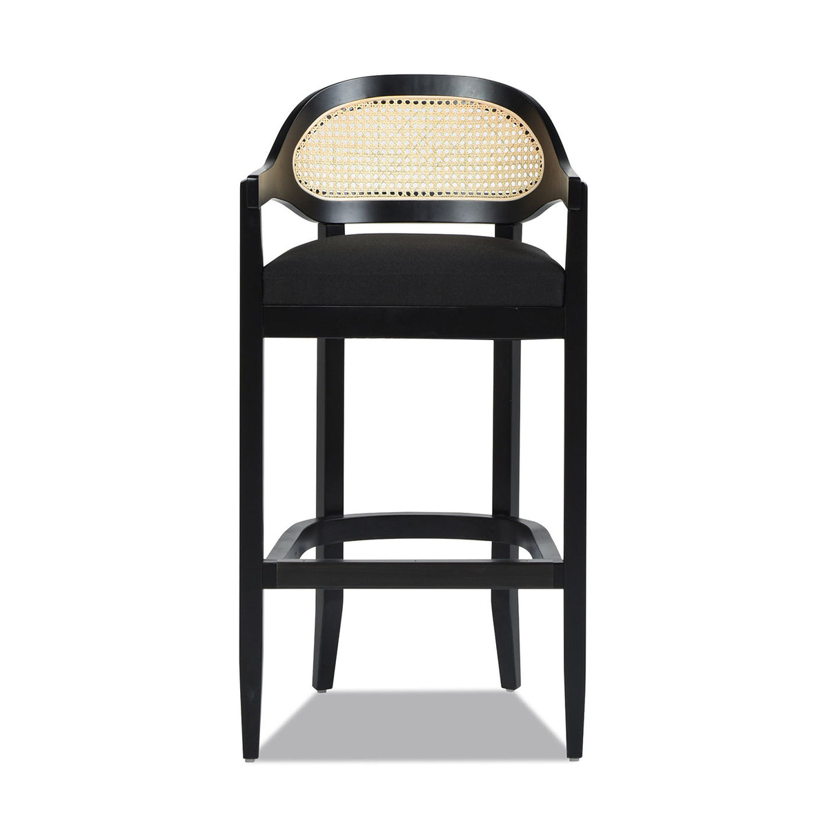 Mid-Century Cane Back Counter-Height Stool black frame with cushioned seat HouseOfZazla on Tampa Home & Garden Store