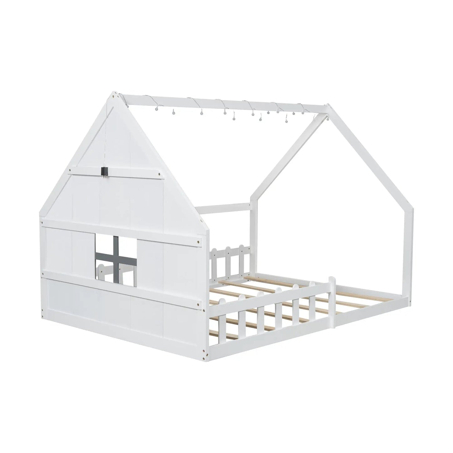 House Bed With Window and Fence Pine Wood Build